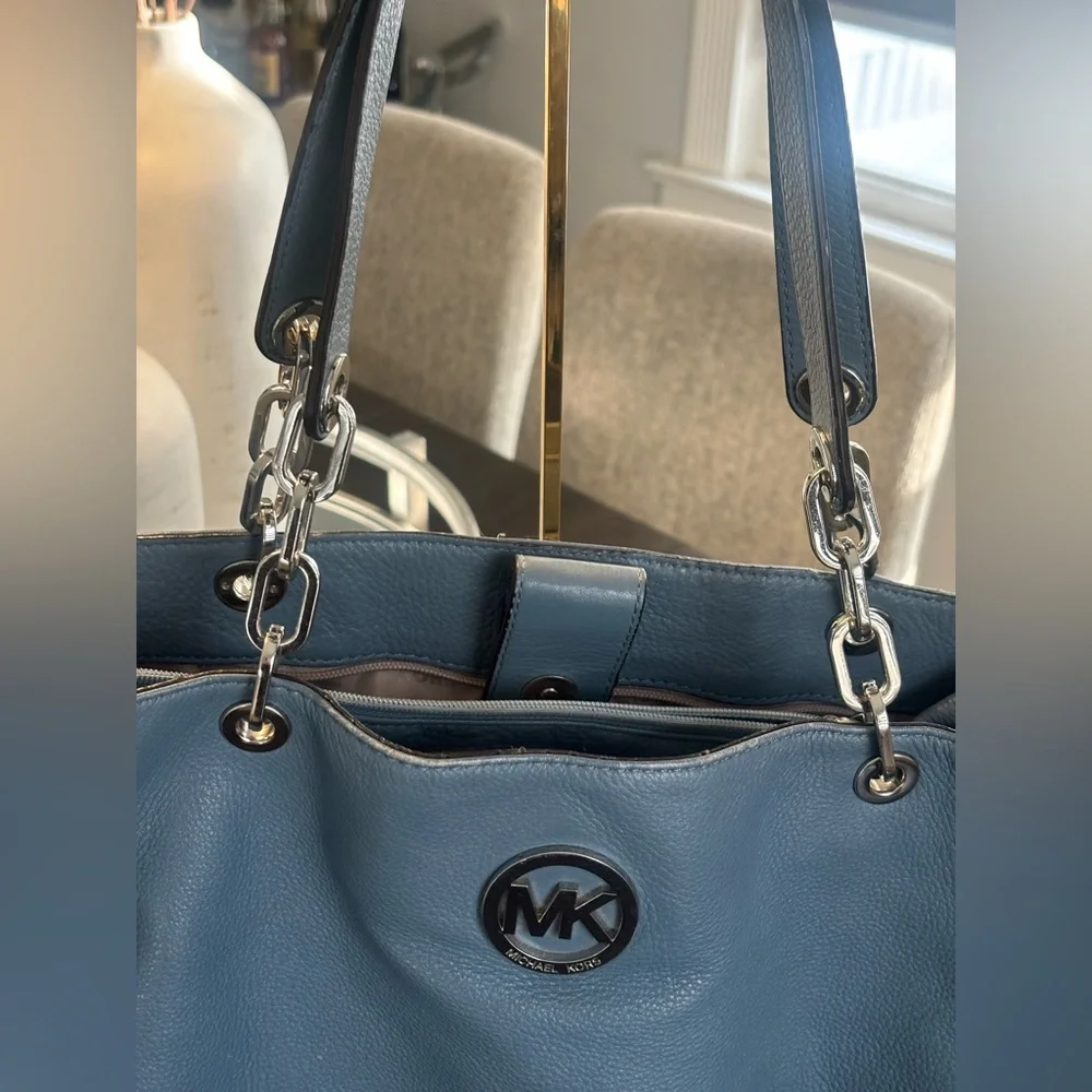 Michael Kors Slate Blue Leather Shoulder Bag